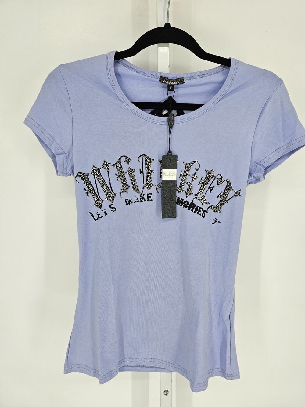 V.O. Jeans Whiskey purple short-sleeve shirt rhinestones Lace Skull Cross Sz S